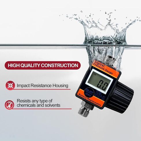 LE LEMATEC Air Pressure Regulator with Lock for Air Slip Prevention; Up to 160 PSI HVLP Air Compressor Regulator with Digital Gauge; Rugged Heavy Duty Inline Air Compressor Pressure Regulator - DAR03B in Saudi Arabia