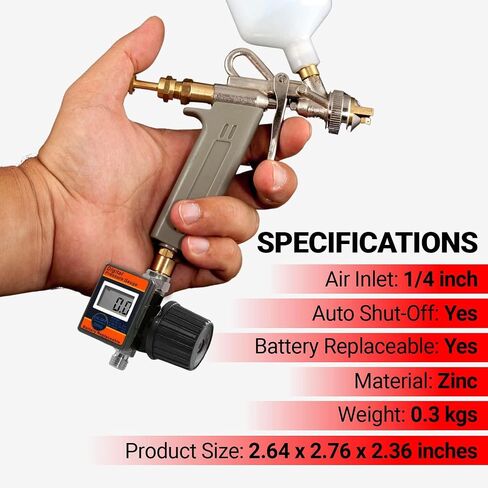 LE LEMATEC Air Pressure Regulator with Lock for Air Slip Prevention; Up to 160 PSI HVLP Air Compressor Regulator with Digital Gauge; Rugged Heavy Duty Inline Air Compressor Pressure Regulator - DAR03B in Saudi Arabia