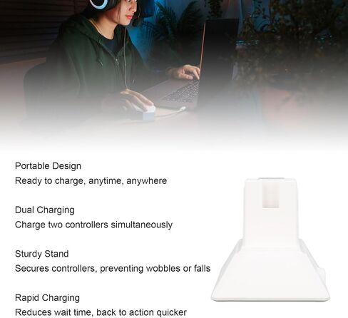 شاحن وحدة تحكم Keenso ، Dock Charger Charger for Switch Charging 2 Controllers Contractor Type C Port -Portable Charger Station (Black) in Saudi Arabia