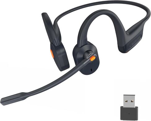 Blue Air Open Ear Headphones with Mic, Dual Connect Bluetooth Headset with Noise Cancelling & Mute & Dongle, Powerful Sound, Secure, Wireless, Comfortable Fit for Workouts Work Calls Meetings in Saudi Arabia