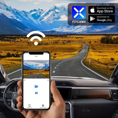 Fitcamx 4K Dash Cam Suitable for GMC Sierra 2020-2025 1500 2500HD 3500HD (HD2-4925), OEM Factory Look, 2160P UHD Video, Loop Recording, WiFi & APP, G-Sensor, Plug & Play, with 2 Cables & 64GB Card in Saudi Arabia