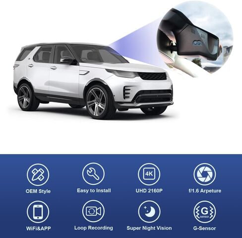 FITCAMX FRONT 4K+الخلفية 1080P CAM تتكيف مع Land Rover Discovery 2017-2025 (Model 6111) L462 ، Look OEM ، WIFI & APP المدمج ، فيديو 2 قناة HD ، تسجيل حلقة ، G-SESOR ، سهلة التعيين ، بطاقة 128GB ، 128GB in Saudi Arabia
