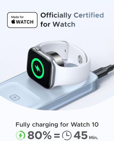 UGREEN 25W 3-in-1 Foldable Magflow Wireless Charger, Qi2 Magsafe Travel Charger for iPhone 16/15/14/13/12 AirPods and Apple Watch, Ultra-Compact Pocket-Size Charging Pad in Saudi Arabia