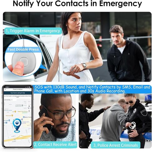 5-in-1 Smart Personal Alarms for Women, 130dB Sound, Notify Emergency Contacts by Email/SMS/Call, GPS Tracker and Audio Recording, Key Finder, Phone Anti-Lost, Timer Alarm, Bluetooth Connect in Kuwait