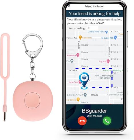 5-in-1 Smart Personal Alarms for Women, 130dB Sound, Notify Emergency Contacts by Email/SMS/Call, GPS Tracker and Audio Recording, Key Finder, Phone Anti-Lost, Timer Alarm, Bluetooth Connect in Kuwait