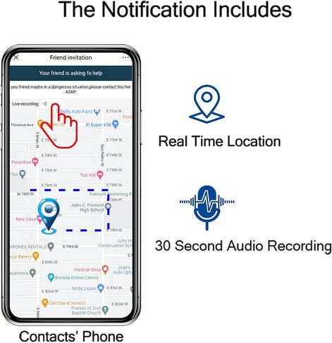5-in-1 Smart Personal Alarms for Women, 130dB Sound, Notify Emergency Contacts by Email/SMS/Call, GPS Tracker and Audio Recording, Key Finder, Phone Anti-Lost, Timer Alarm, Bluetooth Connect in Kuwait