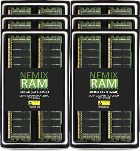 NEMIX RAM 192GB 6x32GB DDR4-3200 PC4-25600 2Rx8 ECC RDIMM ذاكرة الخادم المسجلة بواسطة NEMIX RAM in Saudi Arabia