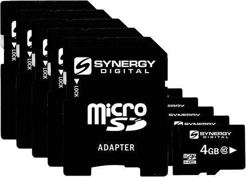 Synergy Digital 4GB Micro SDHC Secure Digital Memory Cards, Compatible with BlackBerry 8350i Cell Phone - Class 10, 20MB/s - Pack of 5 in Saudi Arabia