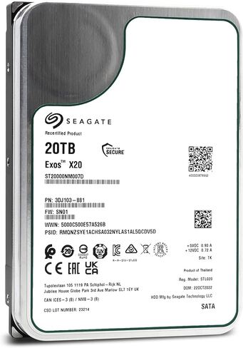 Seagate exos x20 st20000nm007d 20tb 7.2k rpm sata 6gb/s in Saudi Arabia