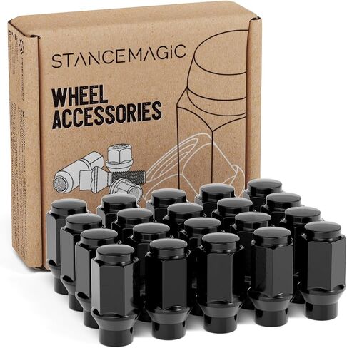 20pcs Chrome Silver Bulge Lug Nuts - 1/2x20 Threads - 1.75 inch Length - ET Style (Extended Threads) - Cone Conical Taper Seat Shank - Closed End - Compatible with 5Lug Vehicles Wheels in Saudi Arabia
