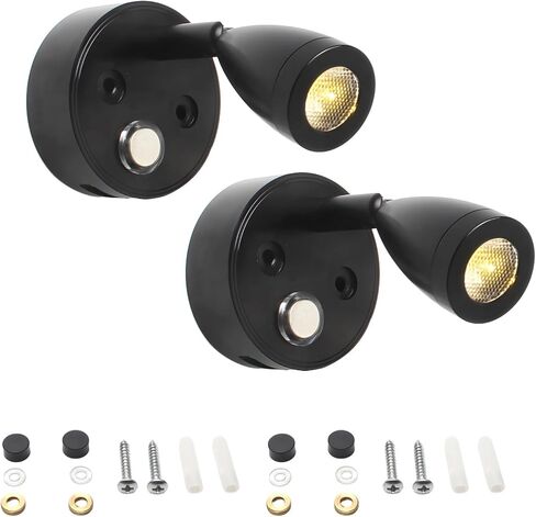 2-Piece Rv Reading Lights, 12V Led Wall Mount With Usb Charger, 3-Color Touch Control, 350° Rotating Arm For Boat, Caravan in Saudi Arabia