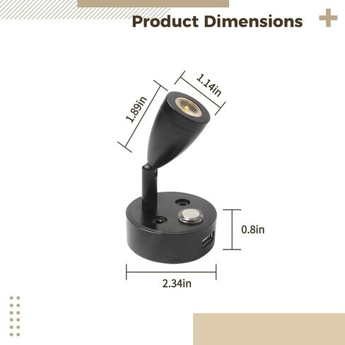 2-Piece Rv Reading Lights, 12V Led Wall Mount With Usb Charger, 3-Color Touch Control, 350° Rotating Arm For Boat, Caravan in Saudi Arabia