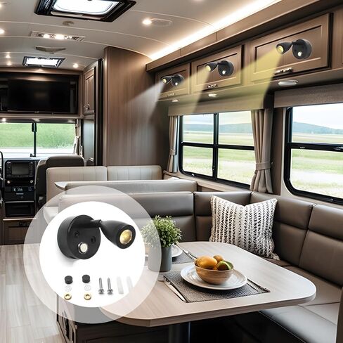 2-Piece Rv Reading Lights, 12V Led Wall Mount With Usb Charger, 3-Color Touch Control, 350° Rotating Arm For Boat, Caravan in Saudi Arabia