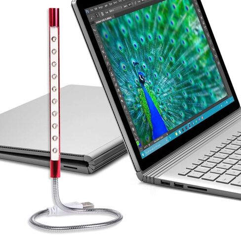 OPERITACX USB LED LED LEG LAMB مع LED مشرق مرنة القابلة للانحناء USB طاولة العناية بالعيون مصباح للمكتب المنزلي وغرفة النوم الأحمر in Kuwait