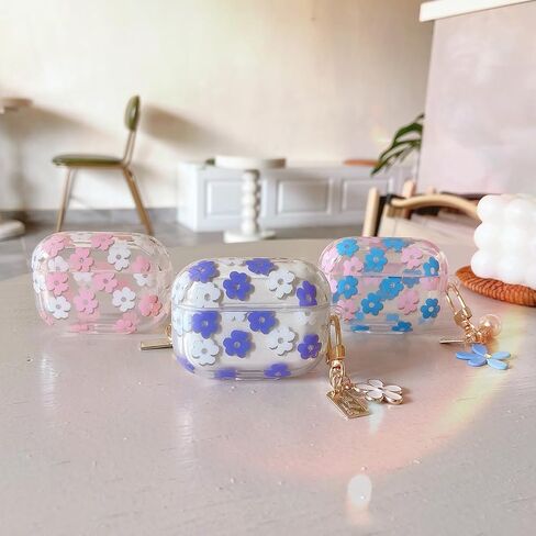 بالنسبة إلى AirPods لطيف 4 CASE واضحة ، ناعمة TPU هواء هواء ، والجيل الرابع من الجيل الرابع غلاف الواقي للبشرة البشرة فتاة مع سلسلة مفاتيح الأزهار ل Apple iPod 4th Gen Case - Pink in Saudi Arabia