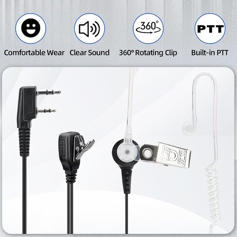 BAOFENG Walkie Talkies Earpiece with Mic 2 Pin Headset Acoustic Tube Walkie Talkie BF-888S UV-5R BF-F8HP PRO AR-5RM K5PLUS UV-32 DM-32 Two Way Radio Earpiece 2 Pack in Saudi Arabia