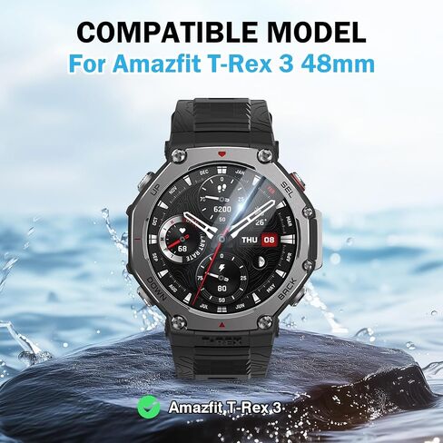 4 حزمة متوافقة مع Amazfit T-Rex 3 شاشة واقي واضحة ، 9H الصلابة HD تغطية كاملة من الزجاج مراقبة فيلم واقية لشاشة Amazfit T-Rex 3 48mm ، مضاد للخلع وحسس لمسة in Saudi Arabia