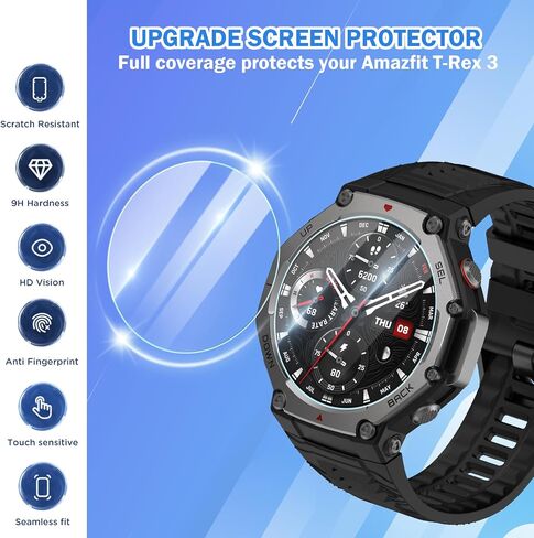 4 حزمة متوافقة مع Amazfit T-Rex 3 شاشة واقي واضحة ، 9H الصلابة HD تغطية كاملة من الزجاج مراقبة فيلم واقية لشاشة Amazfit T-Rex 3 48mm ، مضاد للخلع وحسس لمسة in Saudi Arabia