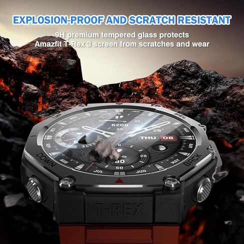 4 حزمة متوافقة مع Amazfit T-Rex 3 شاشة واقي واضحة ، 9H الصلابة HD تغطية كاملة من الزجاج مراقبة فيلم واقية لشاشة Amazfit T-Rex 3 48mm ، مضاد للخلع وحسس لمسة in Saudi Arabia