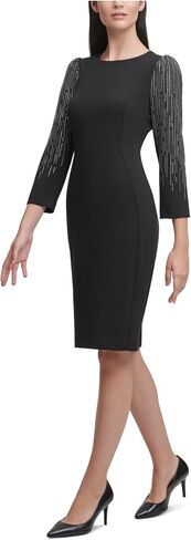 Calvin Klein Women's Embellished Sleeved Sheath with Puff Shoulder in Saudi Arabia
