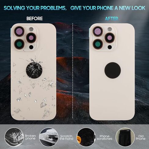 Agcut for iPhone 16Pro Back Glass استبدال iPhone 16 Pro الخلفية الخلفية المقاومة للماء وعدسة الكاميرا+مجموعة أدوات إصلاح احترافية (Desert Titanium) in Kuwait