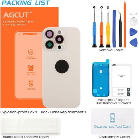 Agcut for iPhone 16Pro Back Glass استبدال iPhone 16 Pro الخلفية الخلفية المقاومة للماء وعدسة الكاميرا+مجموعة أدوات إصلاح احترافية (Desert Titanium) in Kuwait