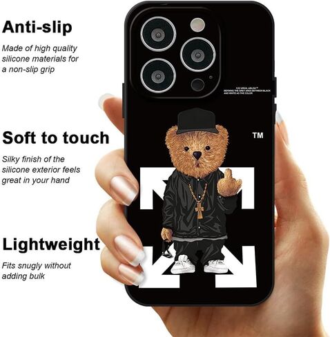 PSUJAO Compatible with Cool iPhone 15 Pro case for Boys,Funny Aesthetic Soft Silicone Gel Rubber Shockproof Cover Full Body Drop Protection (Black, iPhone 15 pro) in Kuwait