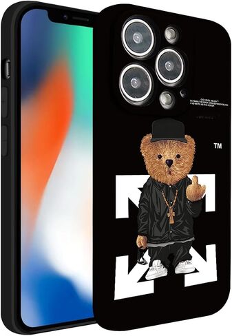 PSUJAO Compatible with Cool iPhone 15 Pro case for Boys,Funny Aesthetic Soft Silicone Gel Rubber Shockproof Cover Full Body Drop Protection (Black, iPhone 15 pro) in Kuwait