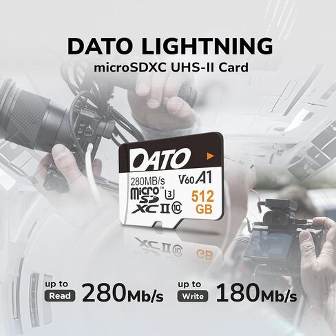Dato 128GB بطاقة MicroSD ، UHS-II ، A1 ، C10 ، U3 ، V60 ، Full HD ، 4K ، ما يصل إلى 280/180 ميغابايت/S MicroSDXC بطاقة ، للهواتف ، الكاميرات ، أجهزة الألعاب المحمولة in Kuwait