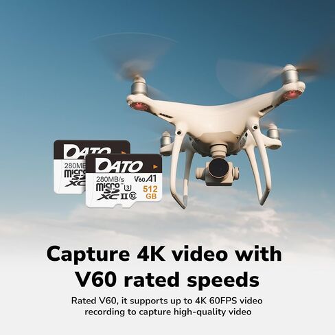 Dato 128GB بطاقة MicroSD ، UHS-II ، A1 ، C10 ، U3 ، V60 ، Full HD ، 4K ، ما يصل إلى 280/180 ميغابايت/S MicroSDXC بطاقة ، للهواتف ، الكاميرات ، أجهزة الألعاب المحمولة in Kuwait