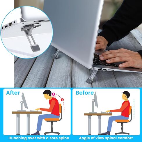 Mini Portable Laptop Stand for Desk ، Riser لوحة مفاتيح محمولة ثلاثة زاوية الإمالة قابلة للطي غير مرئية قابلة للطي غير مرئية نسخ الكمبيوتر ذاتيا لائحة أقدام لمعظم لوحات المفاتيح (أسود ، 2) in Kuwait