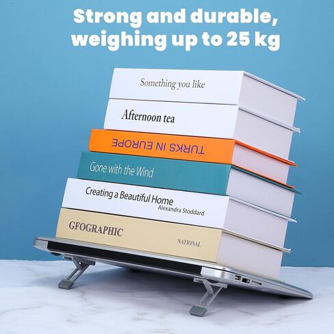 Mini Portable Laptop Stand for Desk ، Riser لوحة مفاتيح محمولة ثلاثة زاوية الإمالة قابلة للطي غير مرئية قابلة للطي غير مرئية نسخ الكمبيوتر ذاتيا لائحة أقدام لمعظم لوحات المفاتيح (أسود ، 2) in Kuwait