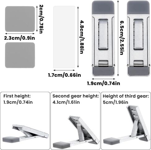 Mini Portable Laptop Stand for Desk ، Riser لوحة مفاتيح محمولة ثلاثة زاوية الإمالة قابلة للطي غير مرئية قابلة للطي غير مرئية نسخ الكمبيوتر ذاتيا لائحة أقدام لمعظم لوحات المفاتيح (أسود ، 2) in Kuwait