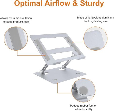 Ergonomic Laptop Stand for Desk, Adjustable Fits All Laptops and Notebooks up to 17 Inch Aluminum Alloy,Steel, Ultra-Thin,Ventilated Cooling Notebook Mount. in Kuwait