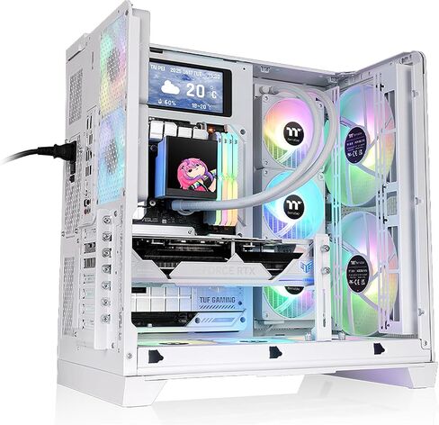 Thermaltake View 390 Air ؛ برج منتصف 2x120mm المشجعين CT المشمولين ؛ 360mm دعم الرادياتير ؛ 420mm التخليص GPU ؛ دعم الموصل المخفي ؛ فتحات PCIe القابلة للدوران. 200mm PSU التخليص ؛ الثلج CA-11F-00M6WN-00 in Kuwait