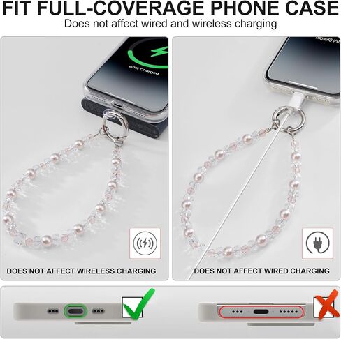 Phone Charm for Women, Anti-Theft Wrist Strap, Artificial Pearls and Crystals Detachable Cell Phone Lanyard with Metal Buckle for Most Mobile Phones in Saudi Arabia
