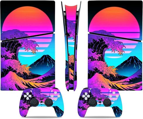Skin Sticker for PS5 Slim Disc Console, Protective Skin Game Accessories Decal Cover (Purple) in Kuwait