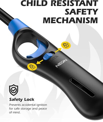 NEON Lighter, Refillable Butane Candle Lighter, 24 Pack Multi-Purpose Reusable Lighters with Long Metal Wand and Adjustable Soft Flame for BBQ, Grill, Stove, Camping, Hiking, Fireplaces, Kitchen in Kuwait