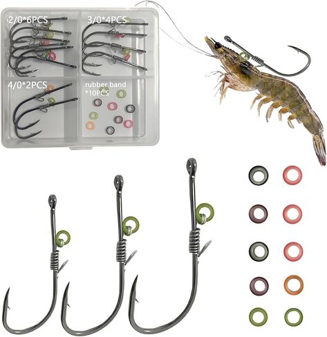 Upgraded 22 PCS Live Shrimp Hook Set, More Suitable for Shrimp Body, Carbon Steel Barbed Fish Hook, Suitable for Fishing bass, Grouper, Pike and Other Fish in Freshwater and Saltwater. in Saudi Arabia
