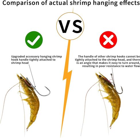 Upgraded 22 PCS Live Shrimp Hook Set, More Suitable for Shrimp Body, Carbon Steel Barbed Fish Hook, Suitable for Fishing bass, Grouper, Pike and Other Fish in Freshwater and Saltwater. in Saudi Arabia