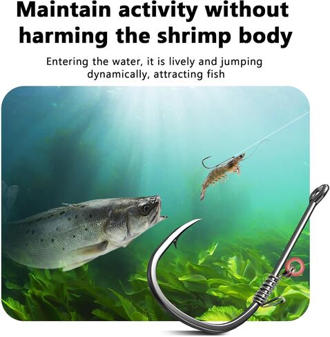 Upgraded 22 PCS Live Shrimp Hook Set, More Suitable for Shrimp Body, Carbon Steel Barbed Fish Hook, Suitable for Fishing bass, Grouper, Pike and Other Fish in Freshwater and Saltwater. in Saudi Arabia
