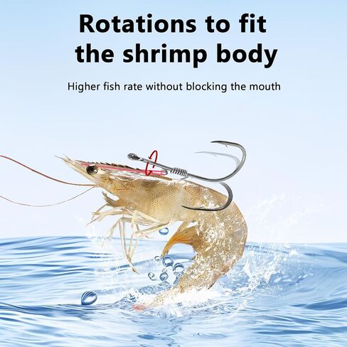 Upgraded 22 PCS Live Shrimp Hook Set, More Suitable for Shrimp Body, Carbon Steel Barbed Fish Hook, Suitable for Fishing bass, Grouper, Pike and Other Fish in Freshwater and Saltwater. in Saudi Arabia