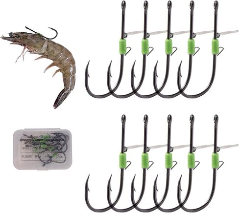 السنانير الروبيان الحية الفلورسنت: Teflon Hooks Rustproof لجميع المياه. حماية الطعم المباشر + أهداف حلقة المطاط الاحتياطية مجموعات ، snappers ، سمك السلور ، باس. خطافات شائكة قوية (3 أحجام). in Kuwait