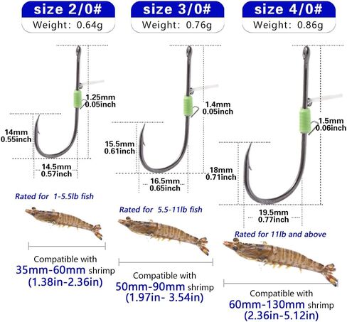 السنانير الروبيان الحية الفلورسنت: Teflon Hooks Rustproof لجميع المياه. حماية الطعم المباشر + أهداف حلقة المطاط الاحتياطية مجموعات ، snappers ، سمك السلور ، باس. خطافات شائكة قوية (3 أحجام). in Kuwait
