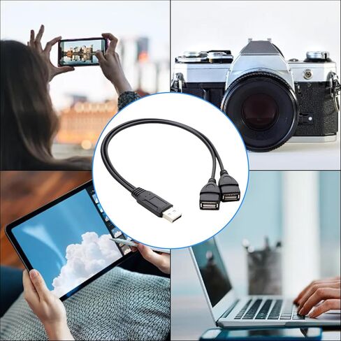 تمديد مزدوج USB ذكر إلى 2 أنثى محول طاقة الكابل y محولات USB2.0 ذكر إلى 2 USB أنثى y الخائن للهاتف in Kuwait