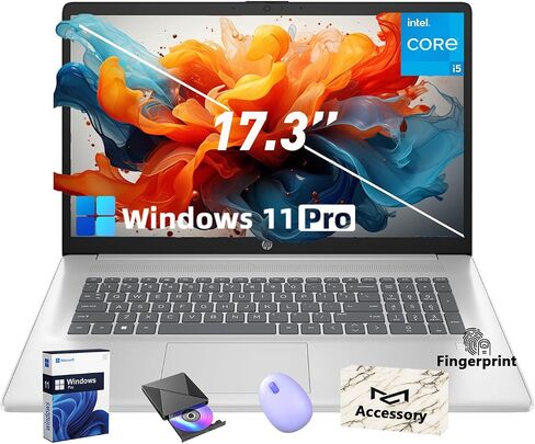 HP 17.3 كمبيوتر الكمبيوتر المحمول للأعمال - Windows 11 Pro ، Intel 10 -Core I5 ​​1334U (حتى 4.6 جيجا هرتز) ، 17.3 "HD+ 250 BrightView Nits ، Charge Fast ، KB ، الإصبع ، وسادة رقمية (64 جيجابايت رام | 2TB SSD) in Kuwait
