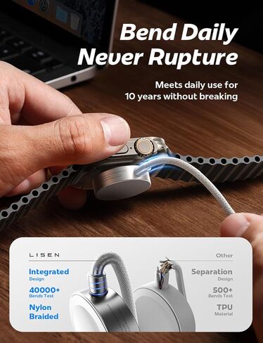 LISEN 2025 تم ترقيته 5W لشاحن Apple Watch Fast Charging USB C لـ Apple Watch Ultra 3 Series 11 Cable Charger Magnetic Cable لـ IWatch Series Ultra 3/2/1 Series 11 10 9 8 7 SE3 [3.3ft] in Kuwait