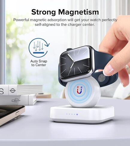 Upgrade Charger Stand for Apple Watch, Portable Magnetic Wireless Foldable Watch Charger Dock with Charging Cord, Supports Nightstand Mode, Compatible with iWatch Series 10 9 8 7 SE 6 5 4 3 2/Ultra 2 in Saudi Arabia