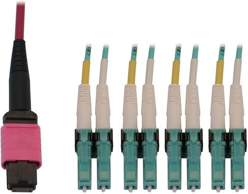 Tripp Lite Multimode Fiber Patch Cable, 50/125 OM4 MPO to 4X Switchable LC (F/M), 12 Fiber, Magenta, LSZH Jacket, 1 Meter / 3.3 Feet, Lifetime Limited Manufacturer's Warranty (N845X-01M-8L-MG) in Saudi Arabia