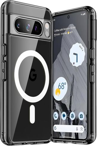 JETech Magnetic Case for Google Pixel 8 Pro 6.7-Inch 2023, Compatible with MagSafe Accessories, Shockproof Protective Phone Cover, Non-Yellowing Hard Clear PC Back (Clear) in Saudi Arabia